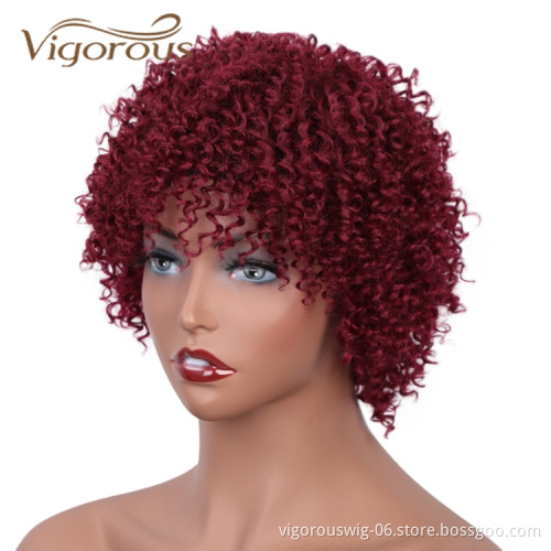 Vigorous Perruqu Ombre Vendors 16 Inches Deep Wave Wholesale 100% Human Hair Burgundy Real Human Hair Wigs For Black Women